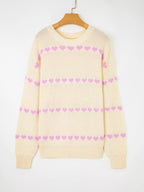 Heart Pattern Valentine Ribbed Knit Sweater.