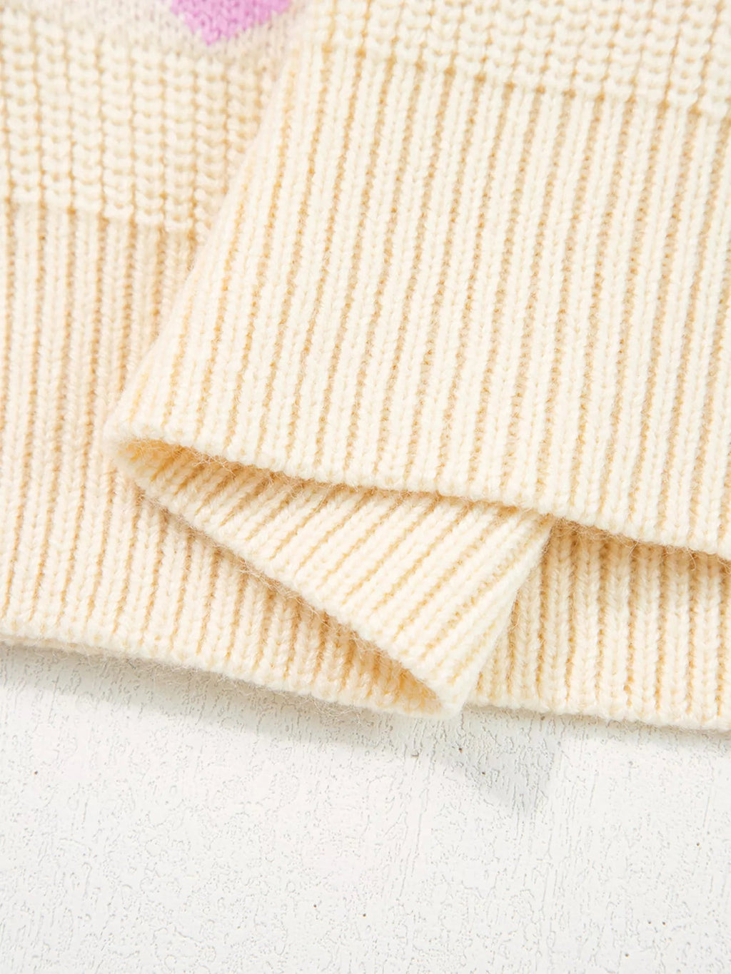 Heart Pattern Valentine Ribbed Knit Sweater.