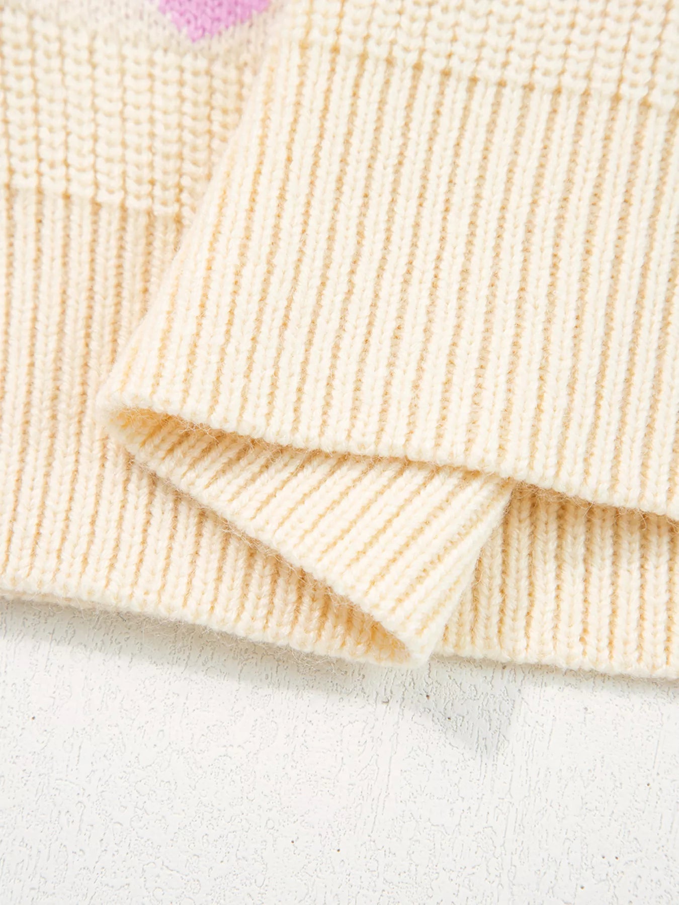 Heart Pattern Valentine Ribbed Knit Sweater.