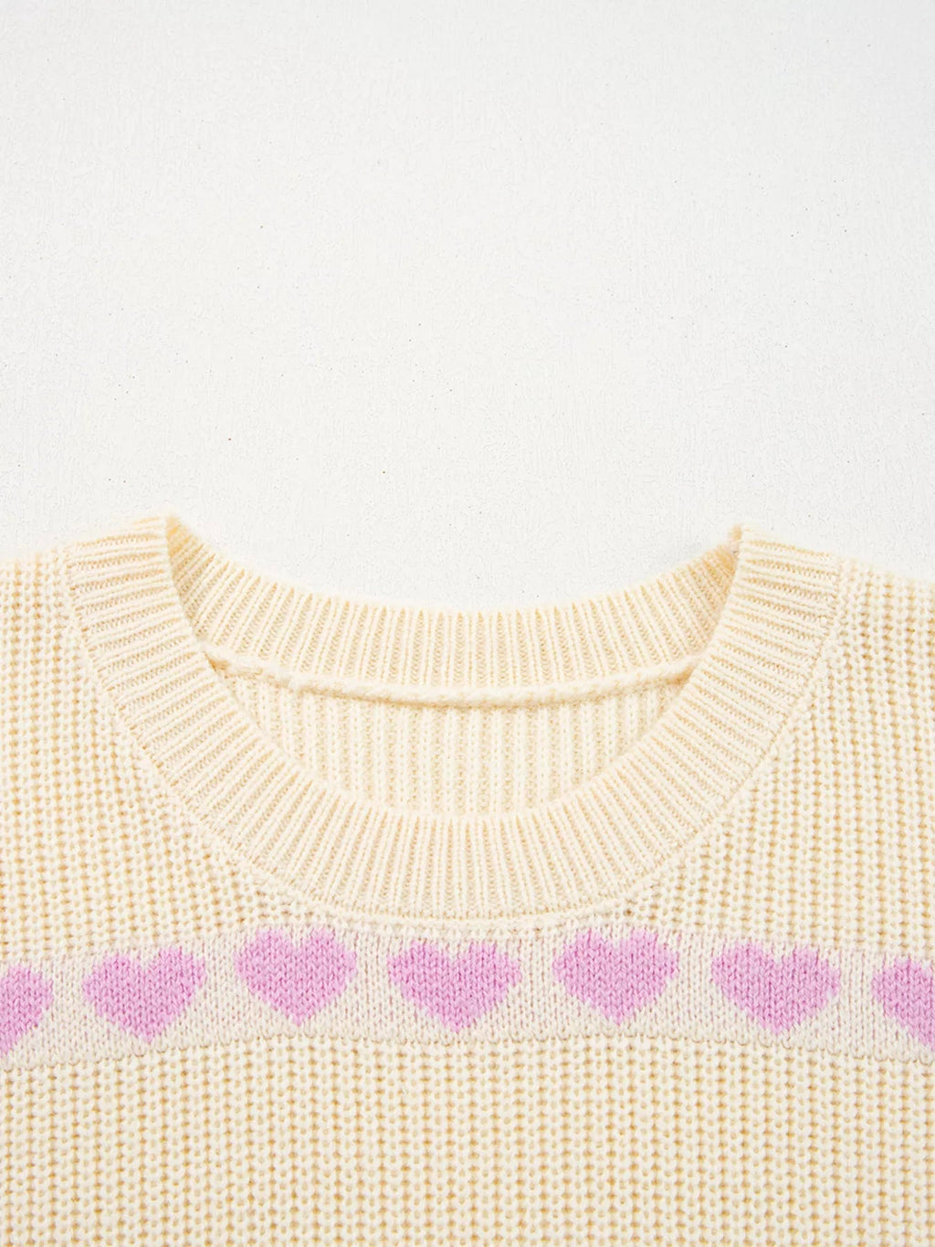 Heart Pattern Valentine Ribbed Knit Sweater.