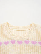 Heart Pattern Valentine Ribbed Knit Sweater.