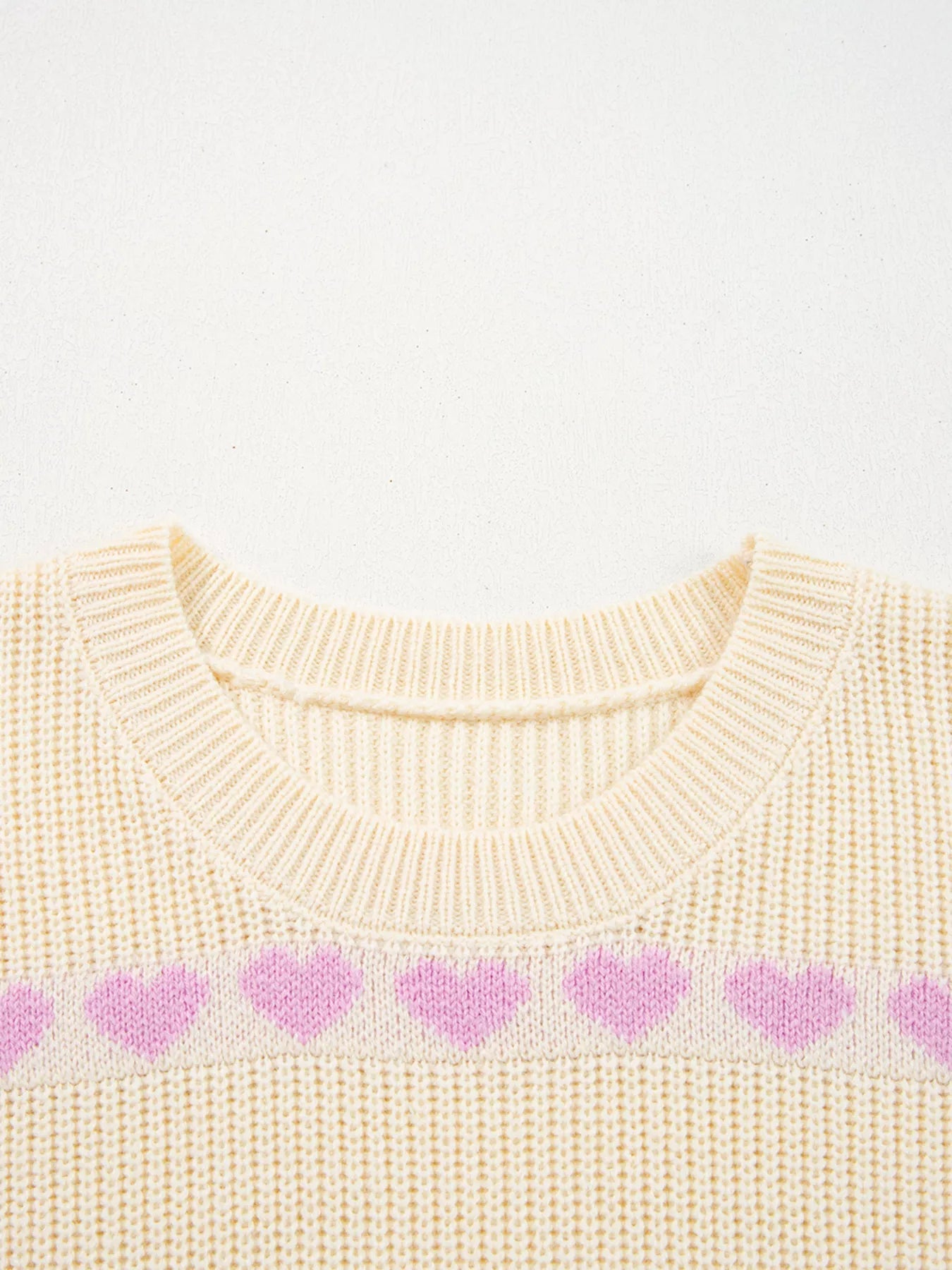 Heart Pattern Valentine Ribbed Knit Sweater.