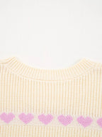Heart Pattern Valentine Ribbed Knit Sweater.