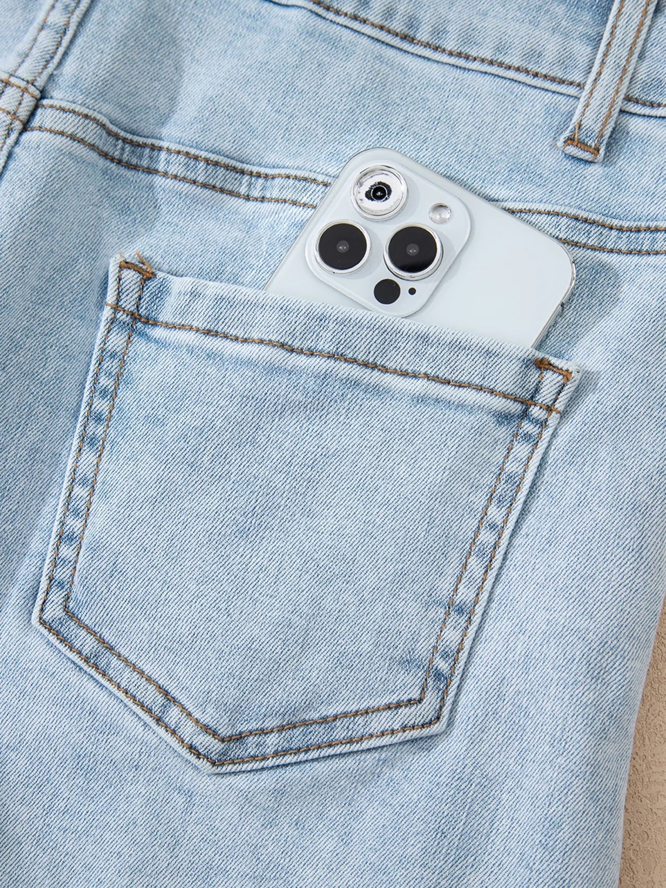 High rise denim shorts offering a stylish and comfortable fit for casual summer wear.