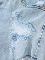 High rise denim shorts offering a stylish and comfortable fit for casual summer wear.