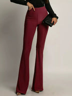 Elegant high-waisted flared pants perfect for a sophisticated and flattering silhouette in formal occasions.