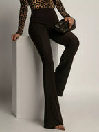 Elegant high-waisted flared pants perfect for a sophisticated and flattering silhouette in formal occasions.