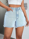 High-waisted denim shorts offering stylish comfort and classic denim shorts appeal for versatile summer wear