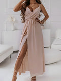Honey Tied Surplice Sleeveless Midi Cami Dress.