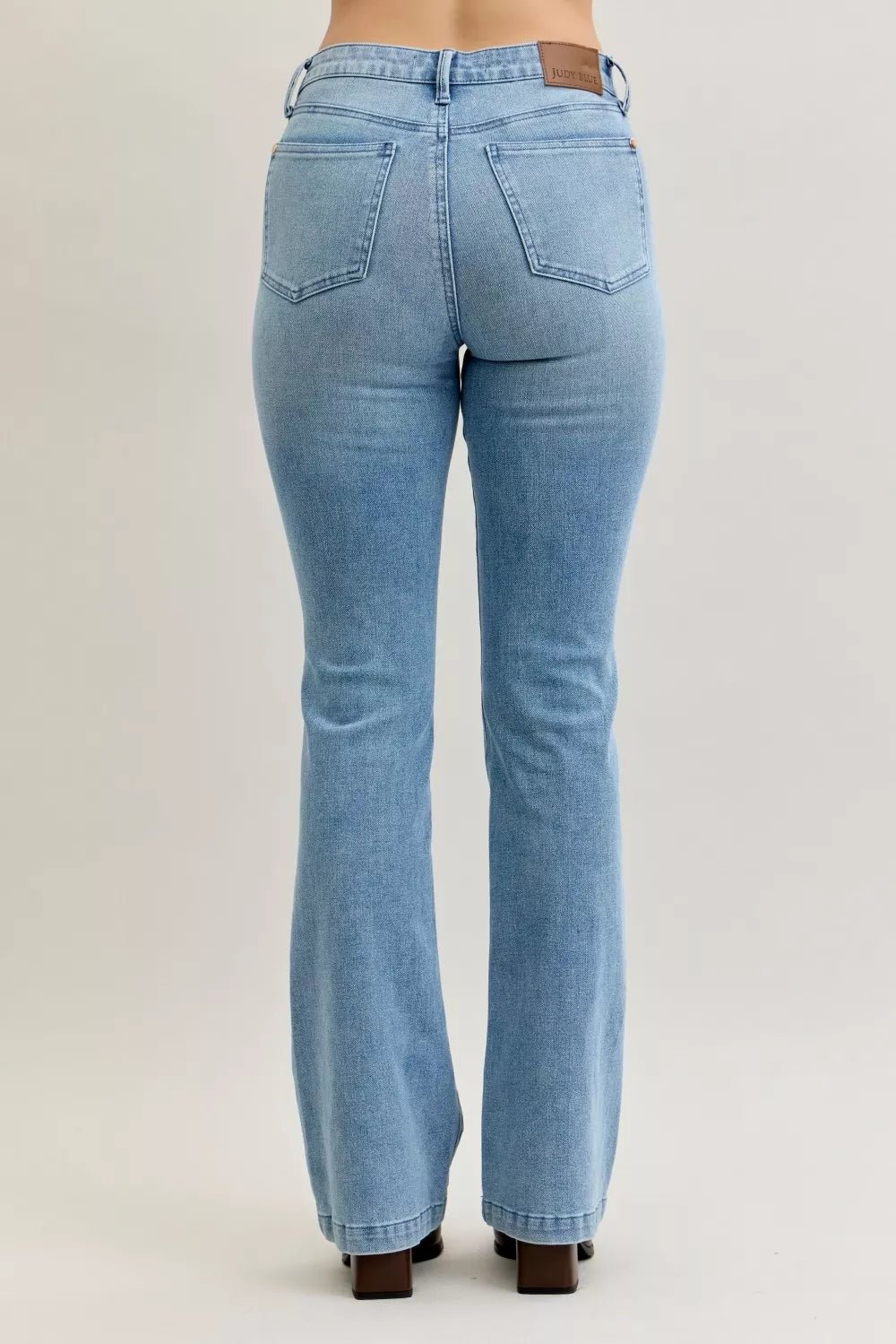 Stylish plus size bootcut jeans offering a comfortable and flattering fit for all-day wear.