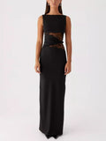 Lace Cutout Sleeveless Maxi Dress.