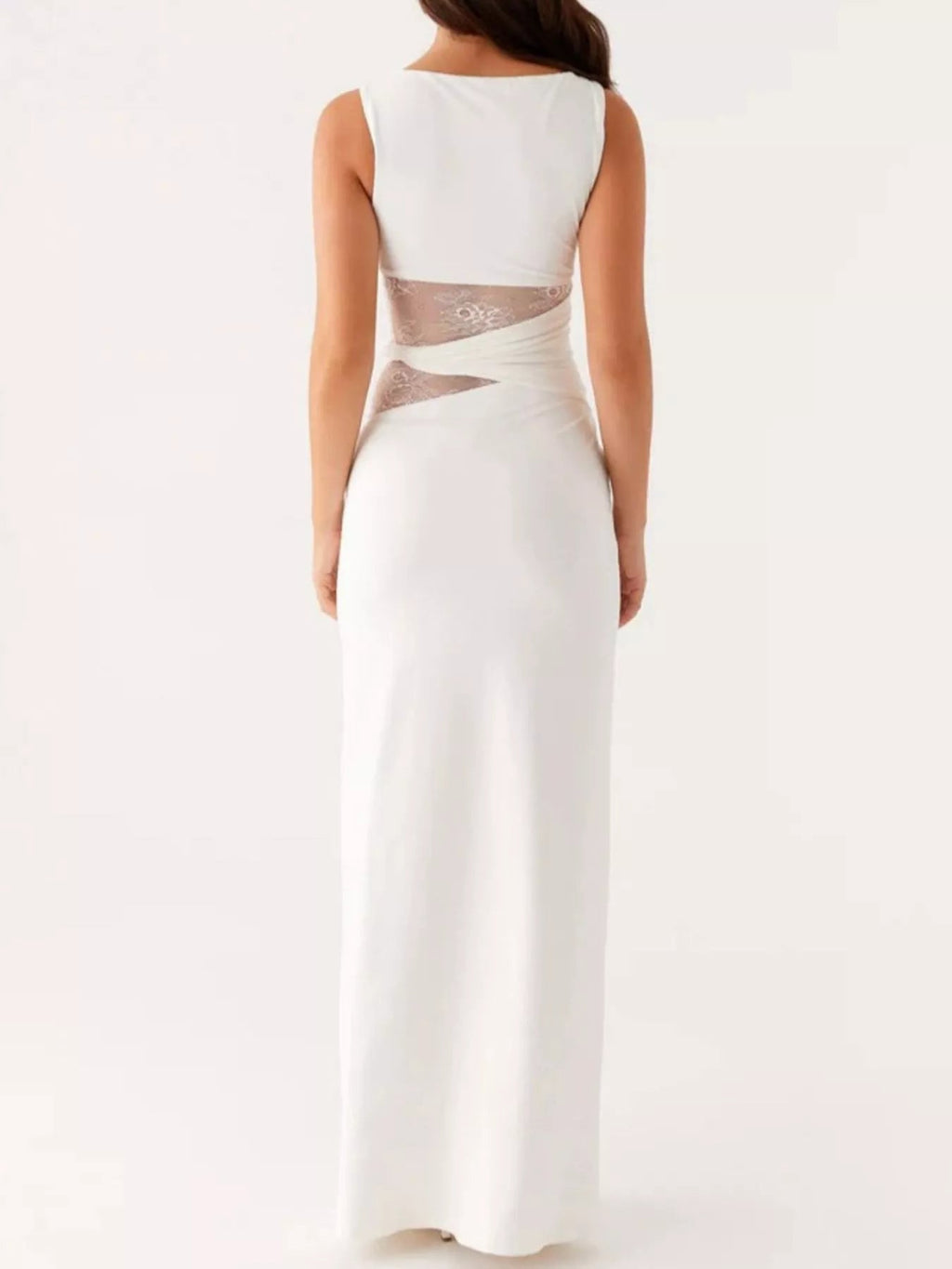 Lace Cutout Sleeveless Maxi Dress.