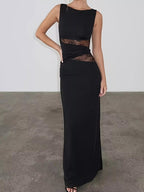 Lace Cutout Sleeveless Maxi Dress.