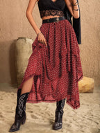 Elegant layered lace skirt showcasing intricate craftsmanship and sophisticated design for formal occasions