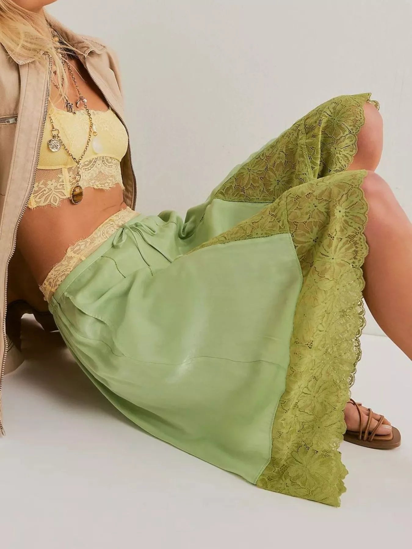 Elegant lace shorts showcasing intricate detailing and sophisticated style for a refined summer wardrobe.