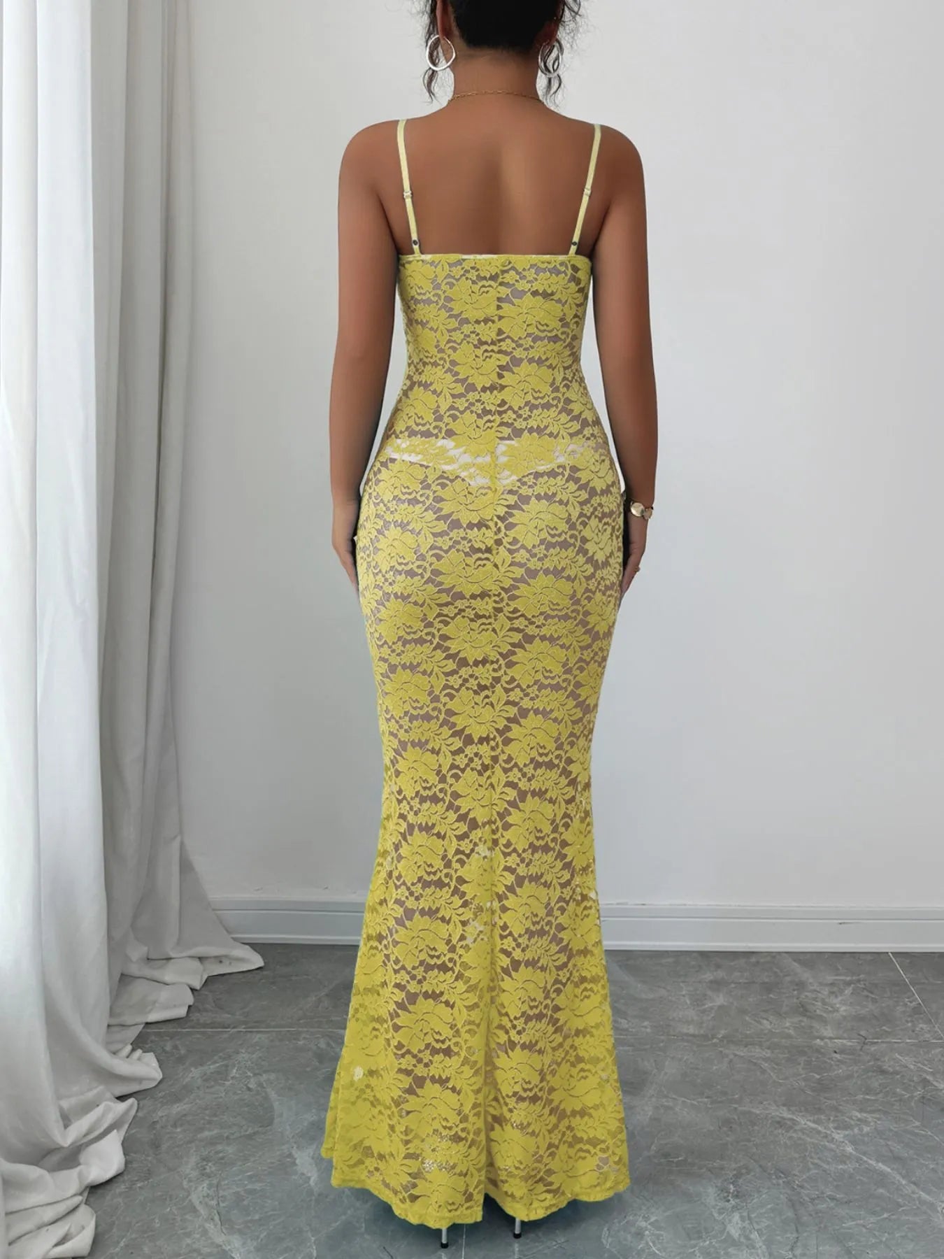 Lace Square Neck Maxi Cami Dress.