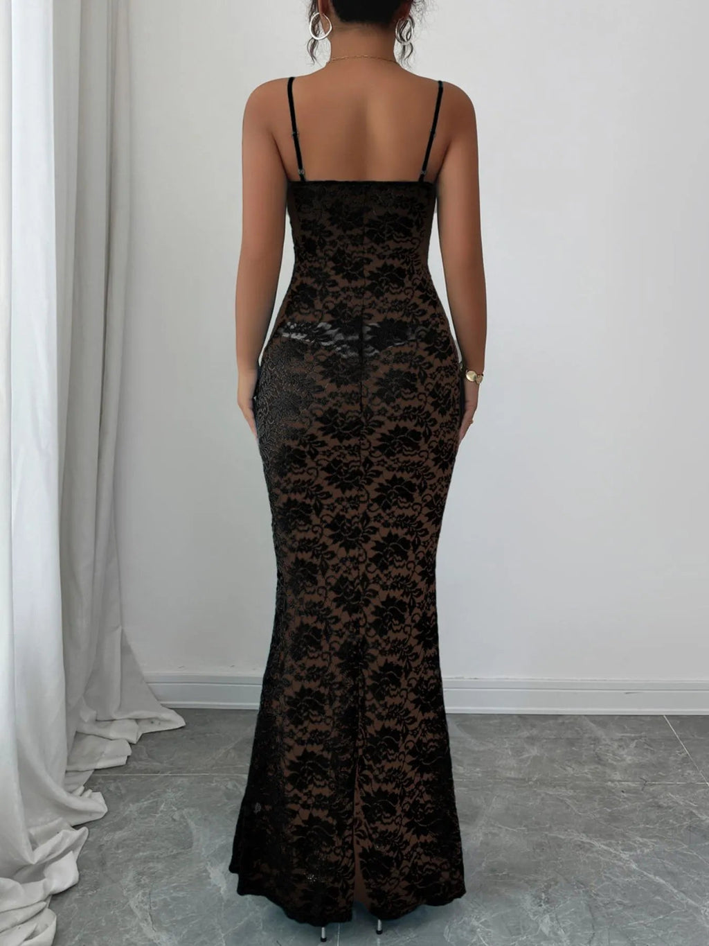 Lace Square Neck Maxi Cami Dress.