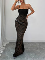 Lace Square Neck Maxi Cami Dress.