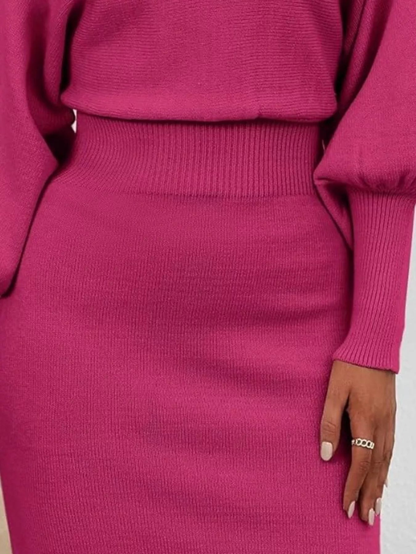 Lantern Sleeve Bodycon Sweater Dress.