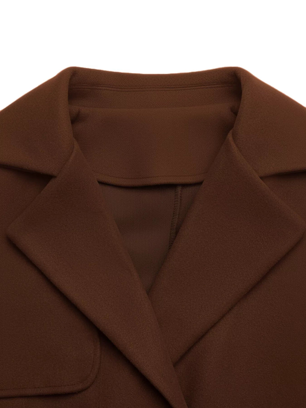 Lapel Collar Belted Wool Blend Coat.