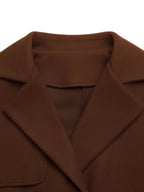 Lapel Collar Belted Wool Blend Coat.
