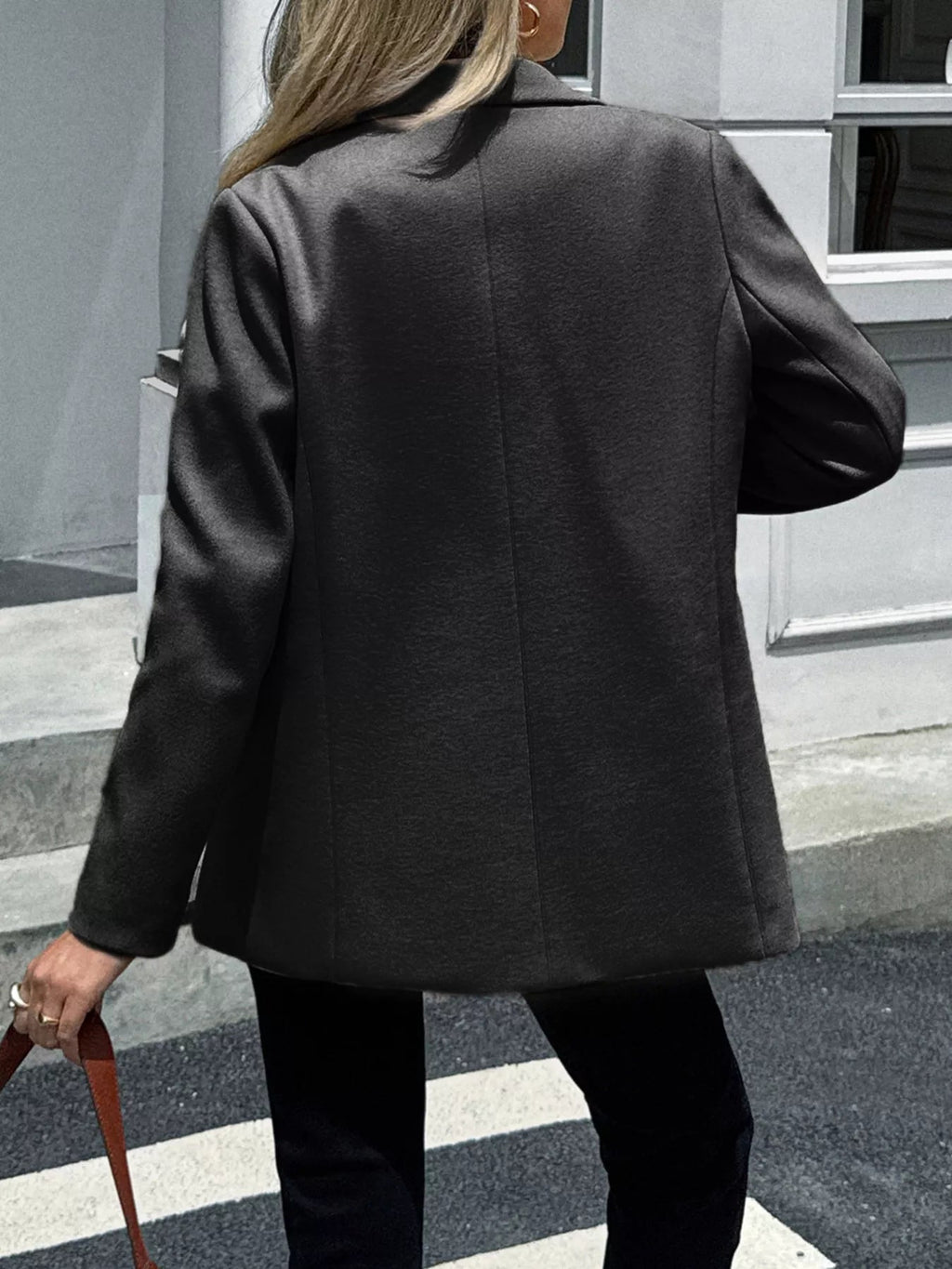 Lapel Collar Button Up Blazer.