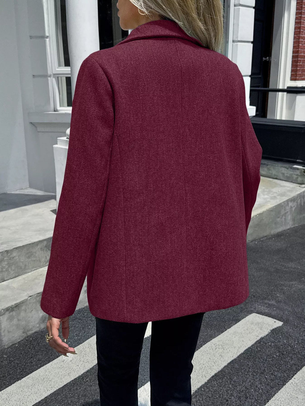 Lapel Collar Button Up Blazer.