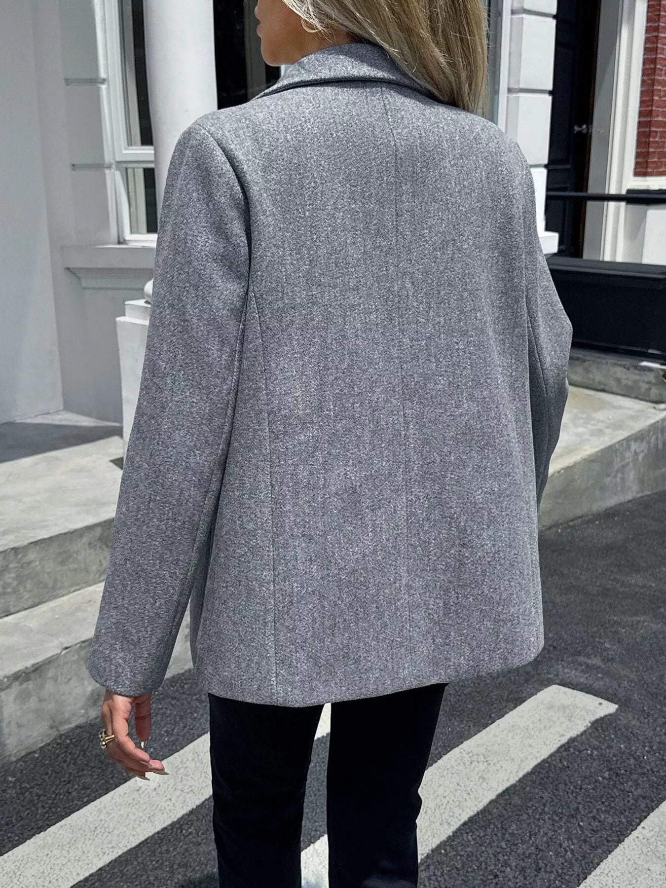 Lapel Collar Button Up Blazer.