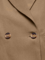 Lapel Collar Leopard Cuff Long Sleeve Blazer.