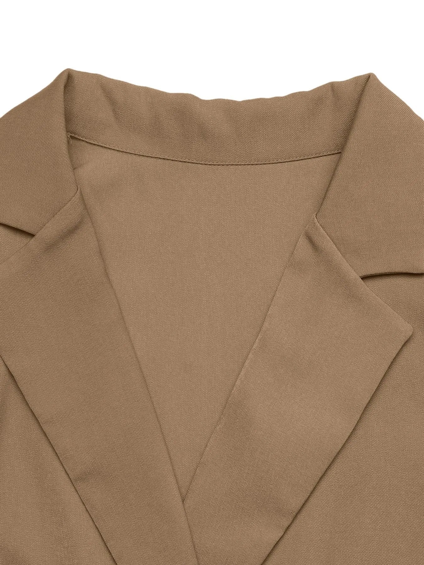 Lapel Collar Leopard Cuff Long Sleeve Blazer.