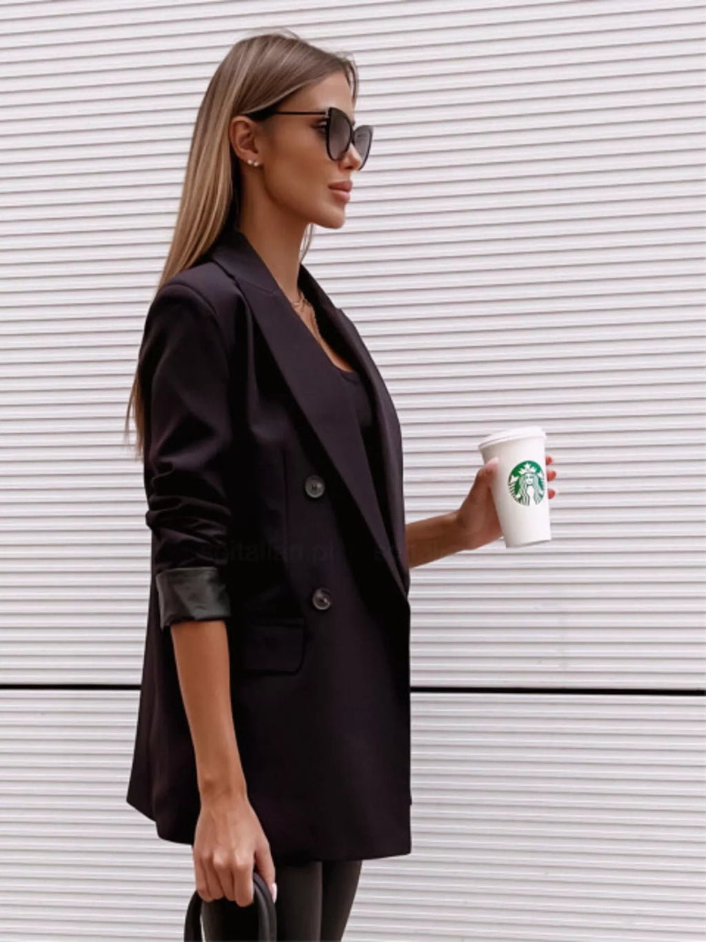 Lapel Collar Long Sleeve Blazer.