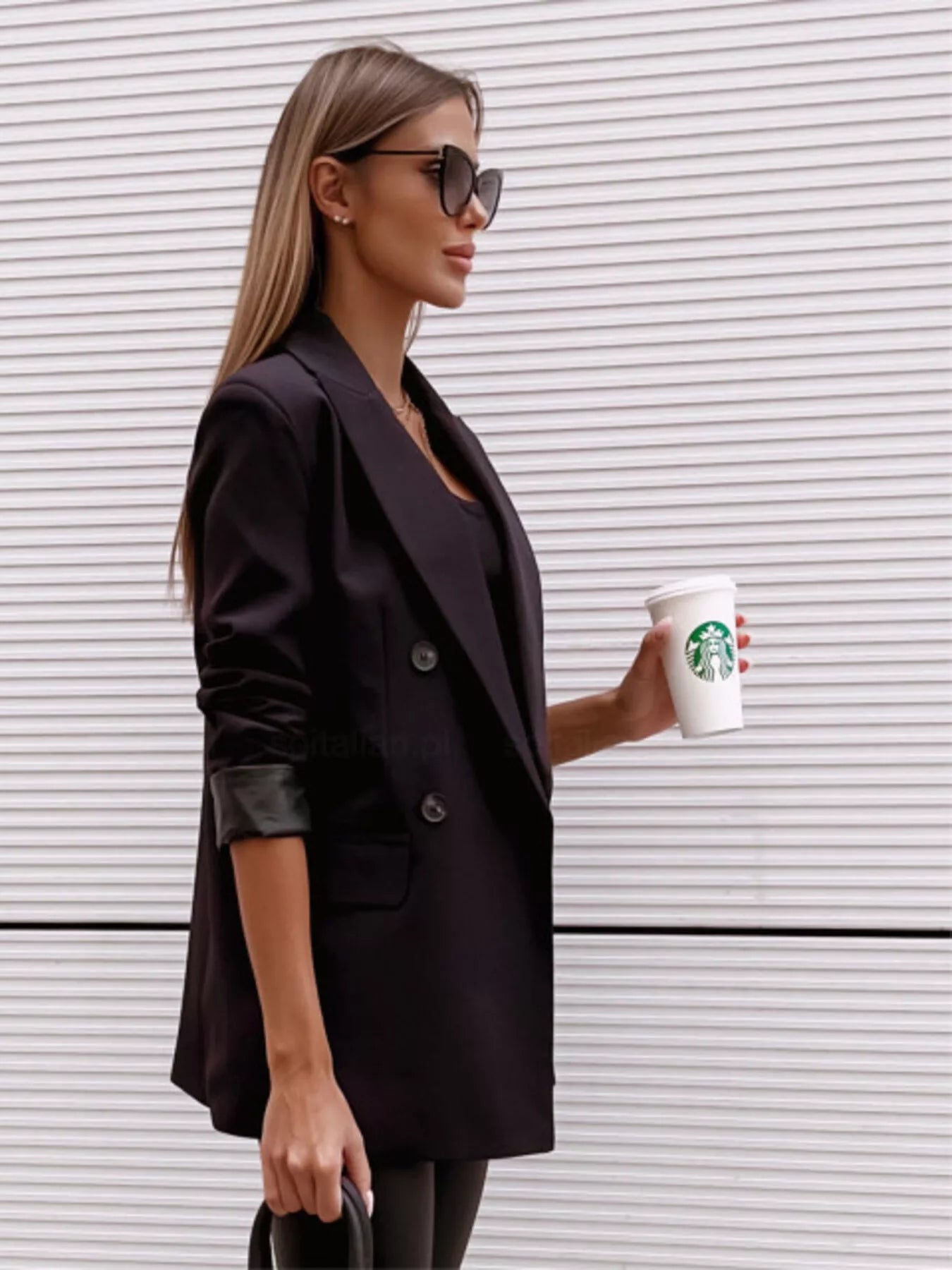 Lapel Collar Long Sleeve Blazer.