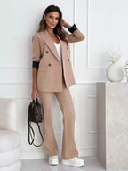 Lapel Collar Long Sleeve Blazer.