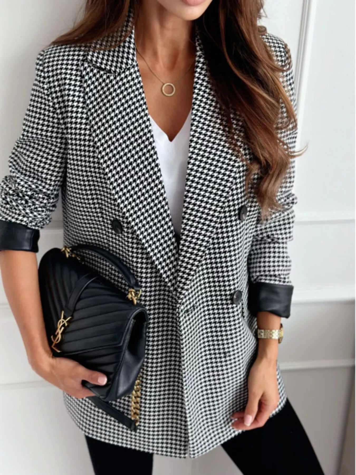 Lapel Collar Long Sleeve Blazer.