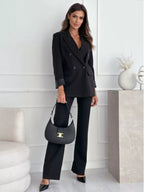 Lapel Collar Long Sleeve Blazer.