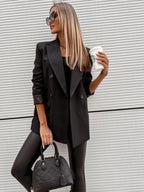 Lapel Collar Long Sleeve Blazer.