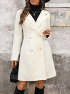 Lapel Collar Long Sleeve Longline Coat.
