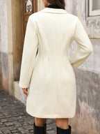 Lapel Collar Long Sleeve Longline Coat.
