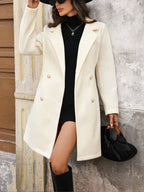 Lapel Collar Long Sleeve Longline Coat.