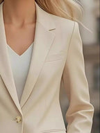 Lapel Collar One Button Blazer.