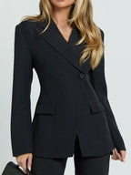 Lapel Collar One Button Blazer.