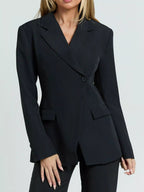 Lapel Collar One Button Blazer.