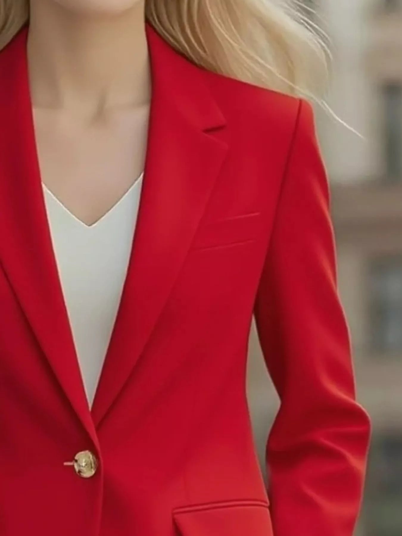 Lapel Collar One Button Blazer.