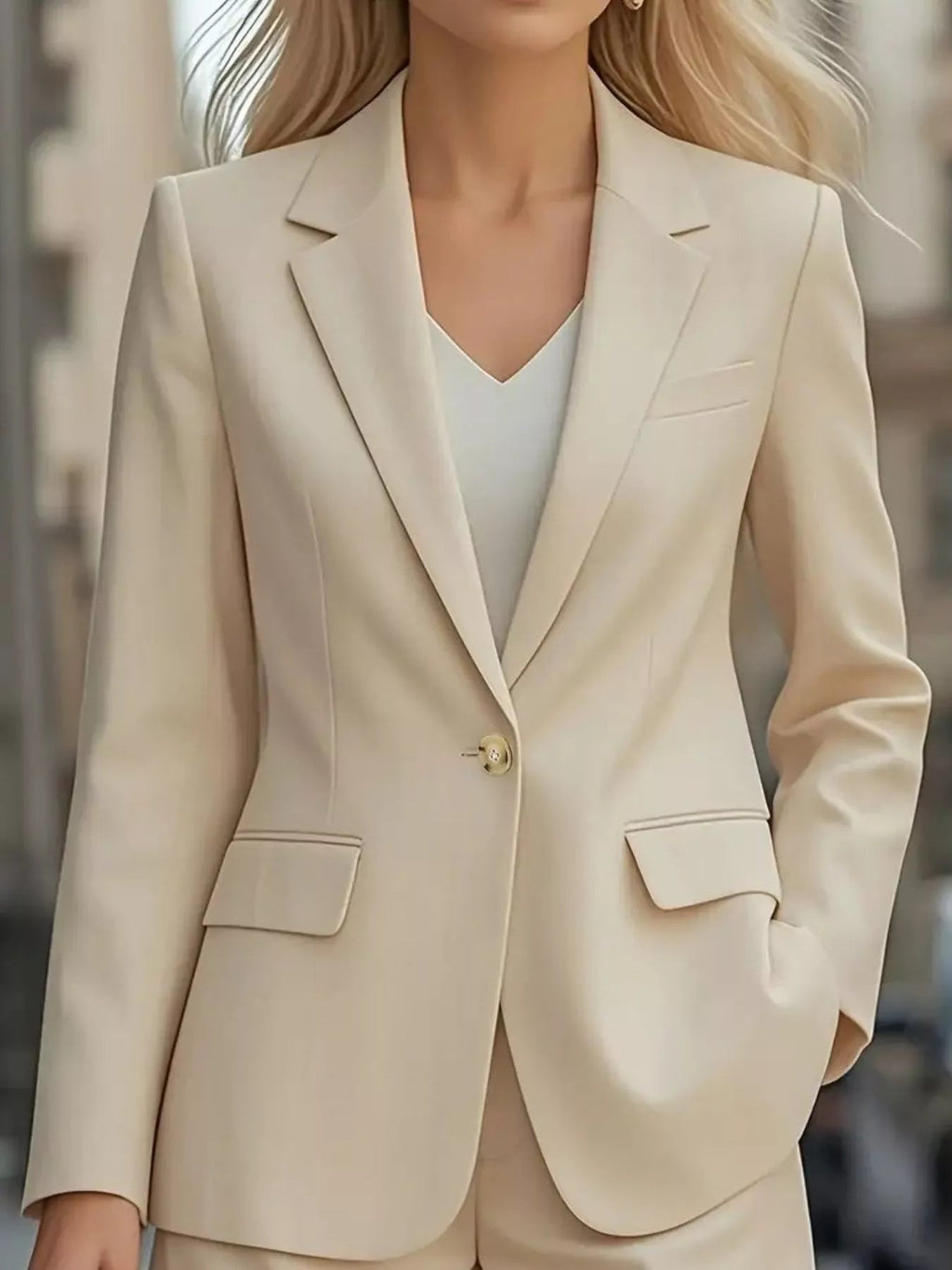 Lapel Collar One Button Blazer.
