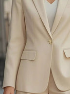 Lapel Collar One Button Blazer.