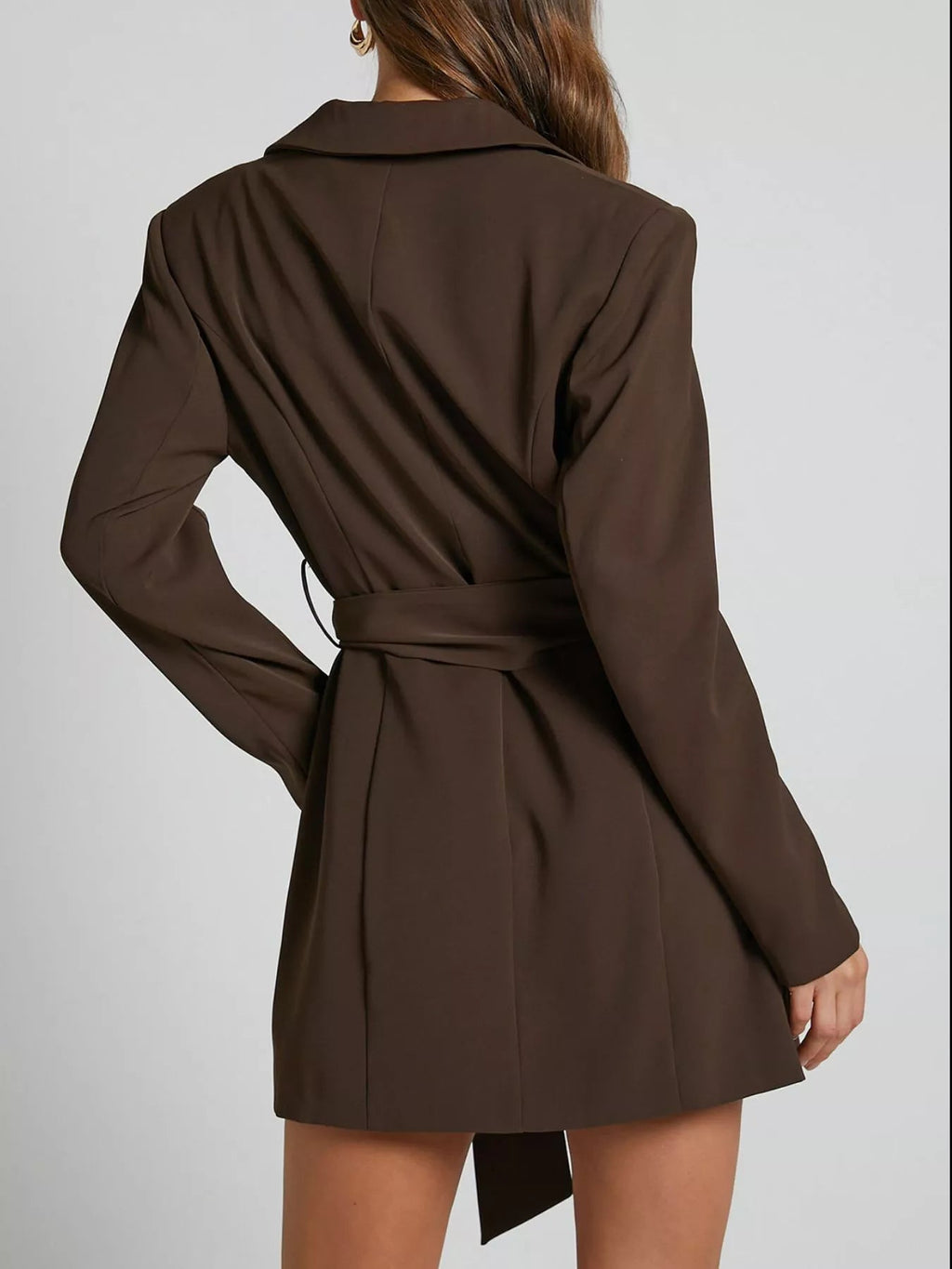 Lapel Collar Tie Waist Blazer.