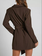 Lapel Collar Tie Waist Blazer.