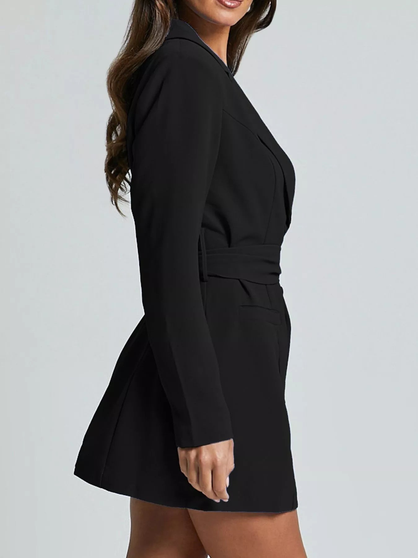 Lapel Collar Tie Waist Blazer.
