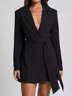 Lapel Collar Tie Waist Blazer.