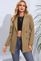 Lapel Neck Long Sleeve Blazer with Pockets.